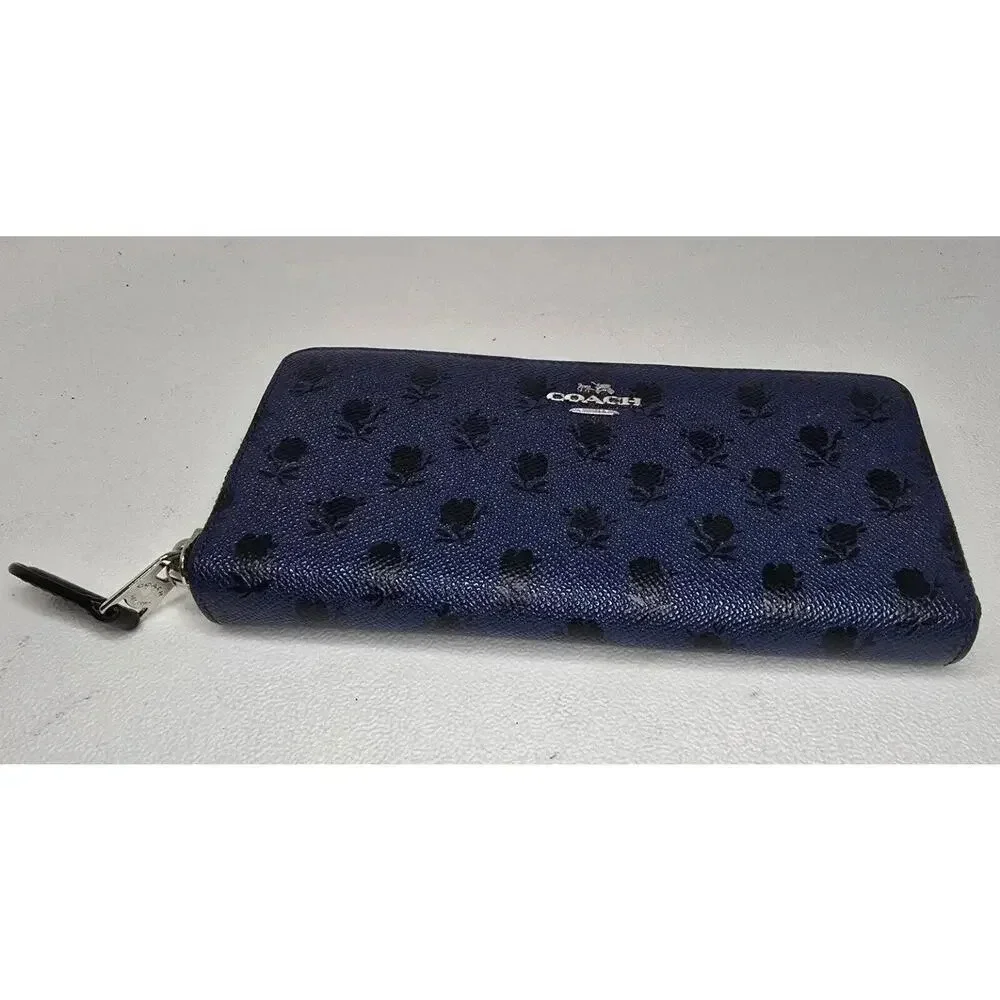 Coach Coated Canvas Accordion Zip Badlands Flower Floral Print Wallet